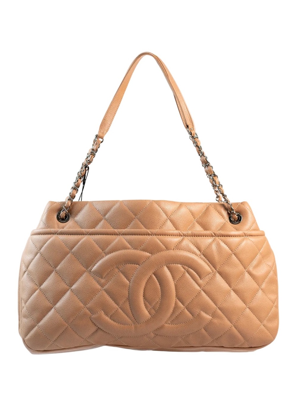 CHANEL Quilted Beige-Tan Leather Shoulder Bag